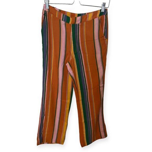 Free People La Paz Multi Color Stripe Boho Preppy Straight Leg Women Pants Y2K - Picture 6 of 8